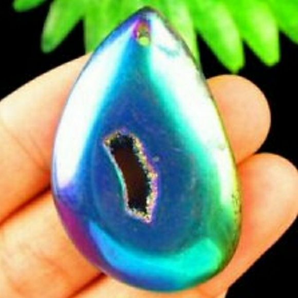 New Oversized Rainbow Hematite Teardrop Pendant. - Picture 13 of 13